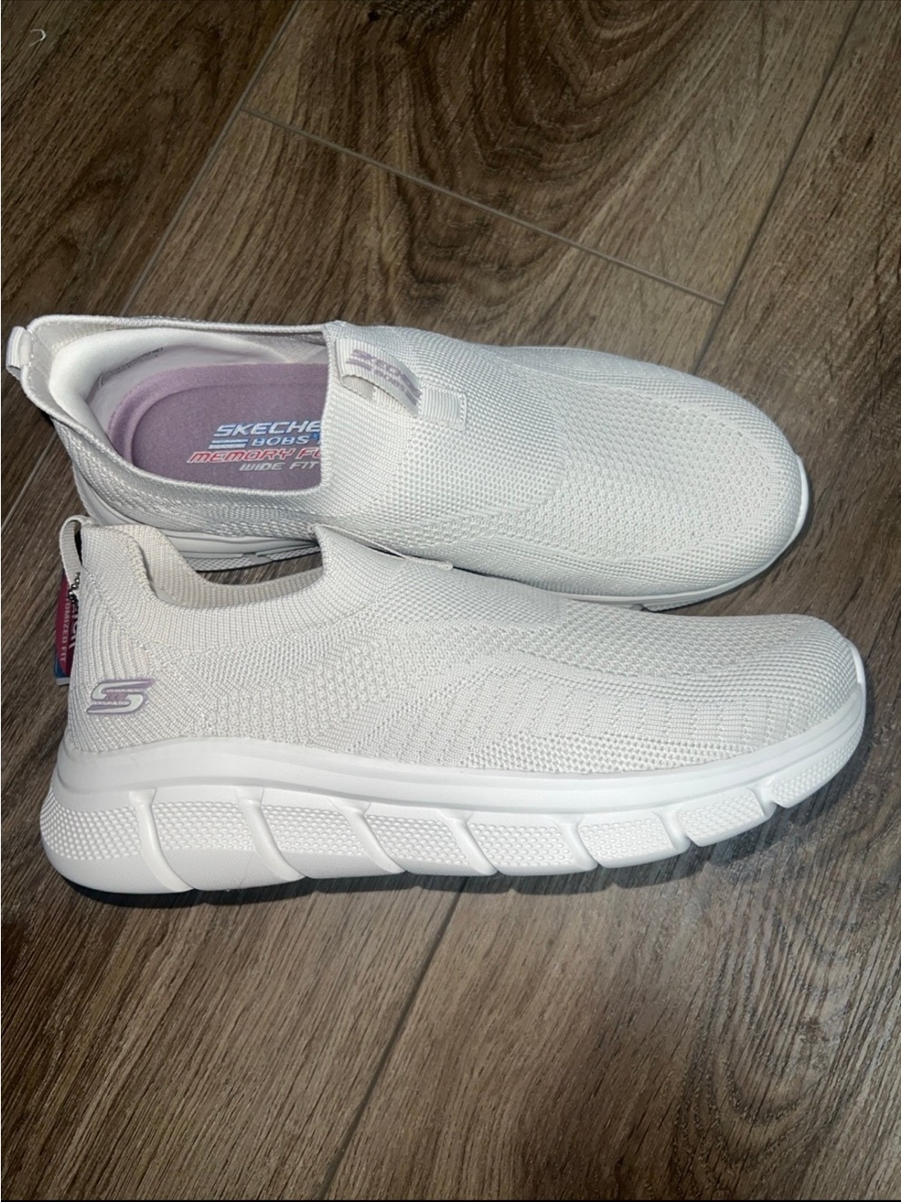 Skechers White Slip-On Knit Sneakers